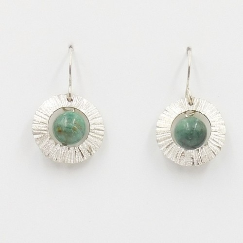 DKC-1174 Earrings, Green Beads in Circles $76 at Hunter Wolff Gallery